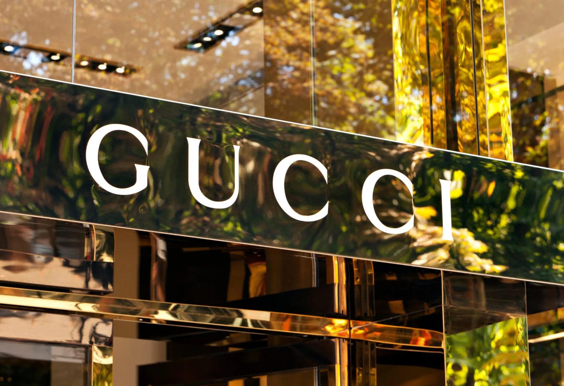 Gucci logo at store entrance