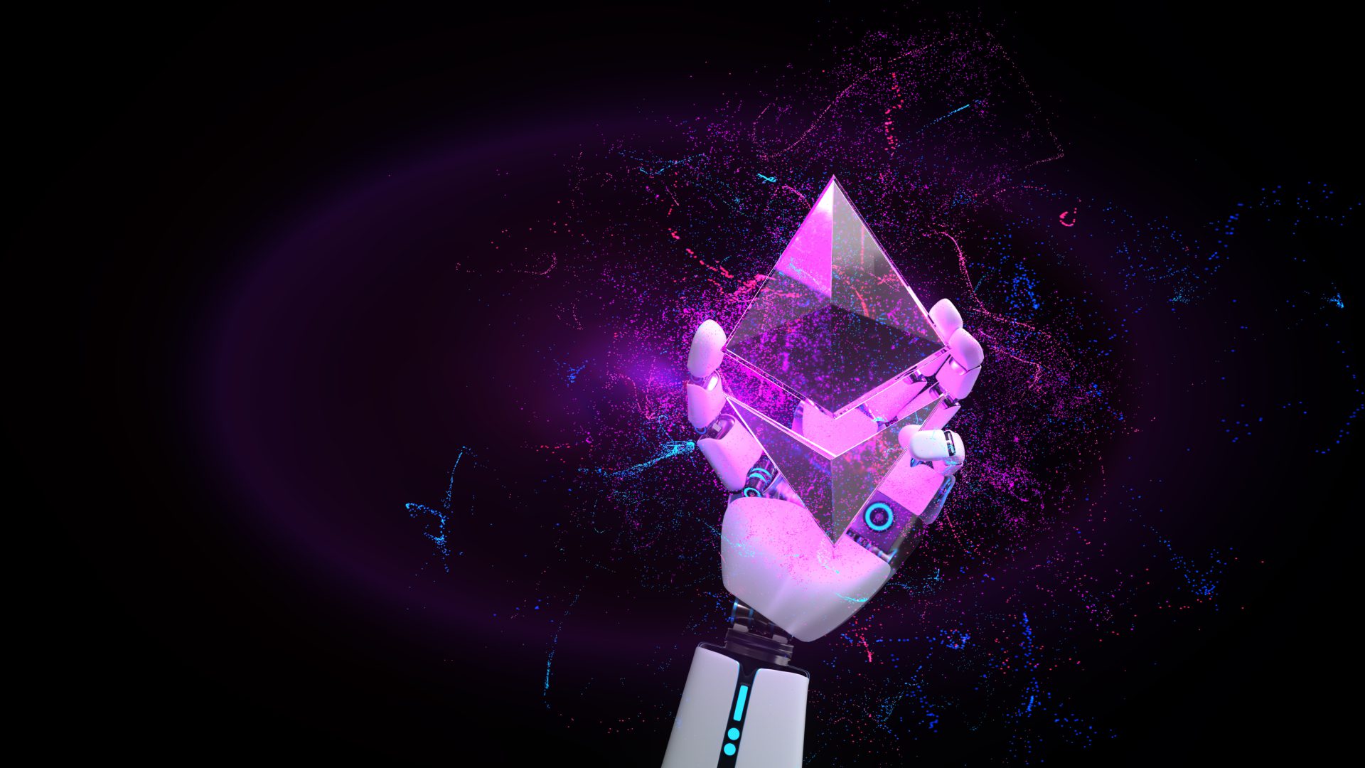 Ethereum logo hand