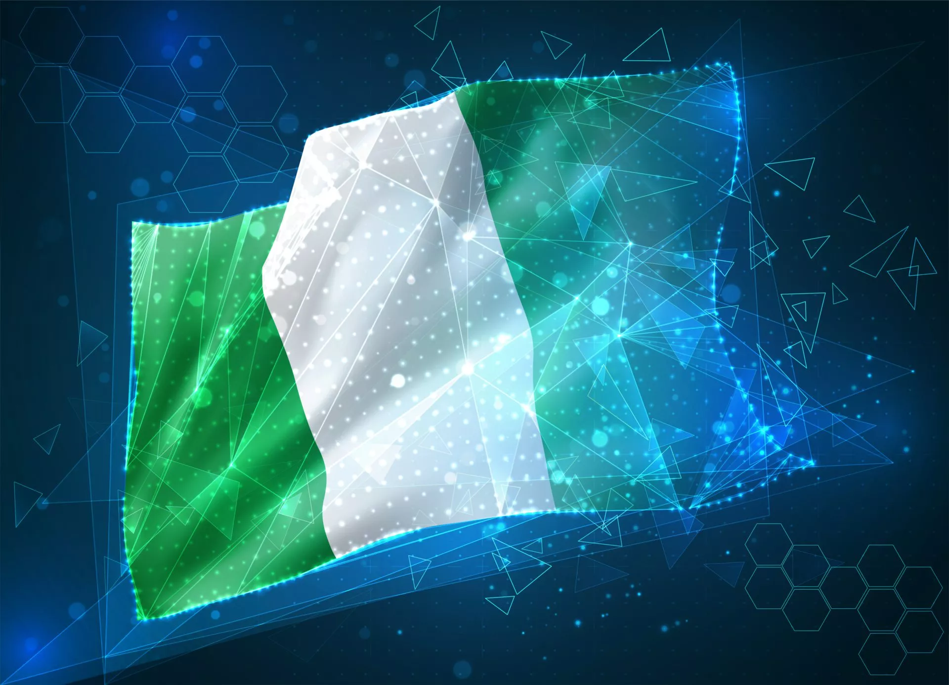Nigeria, vector flag, virtual abstract 3D object from triangular