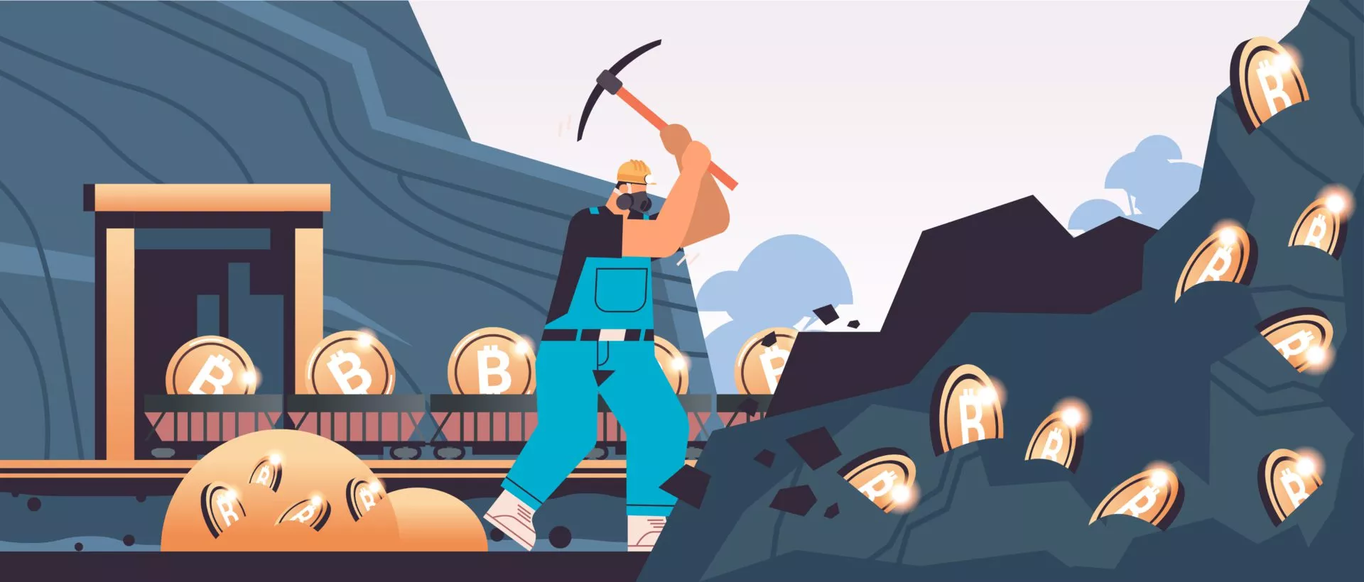 Man Miner Digging Bitcoin (BTC)