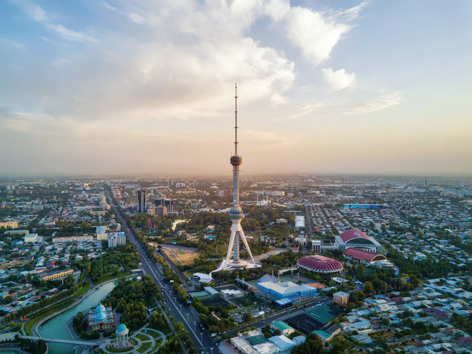 Tashkent TV Tower Aerial Shot Uzbekistan