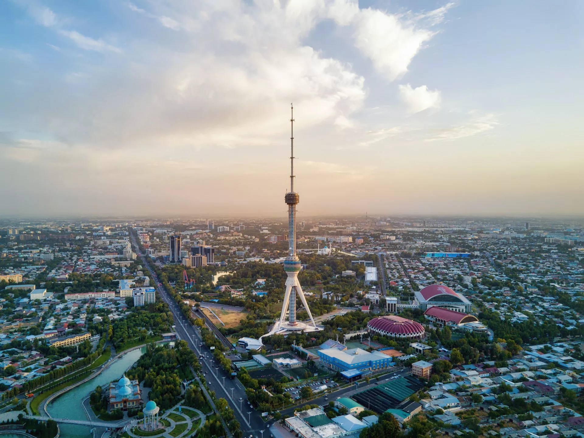 Tashkent TV Tower Aerial Shot Uzbekistan