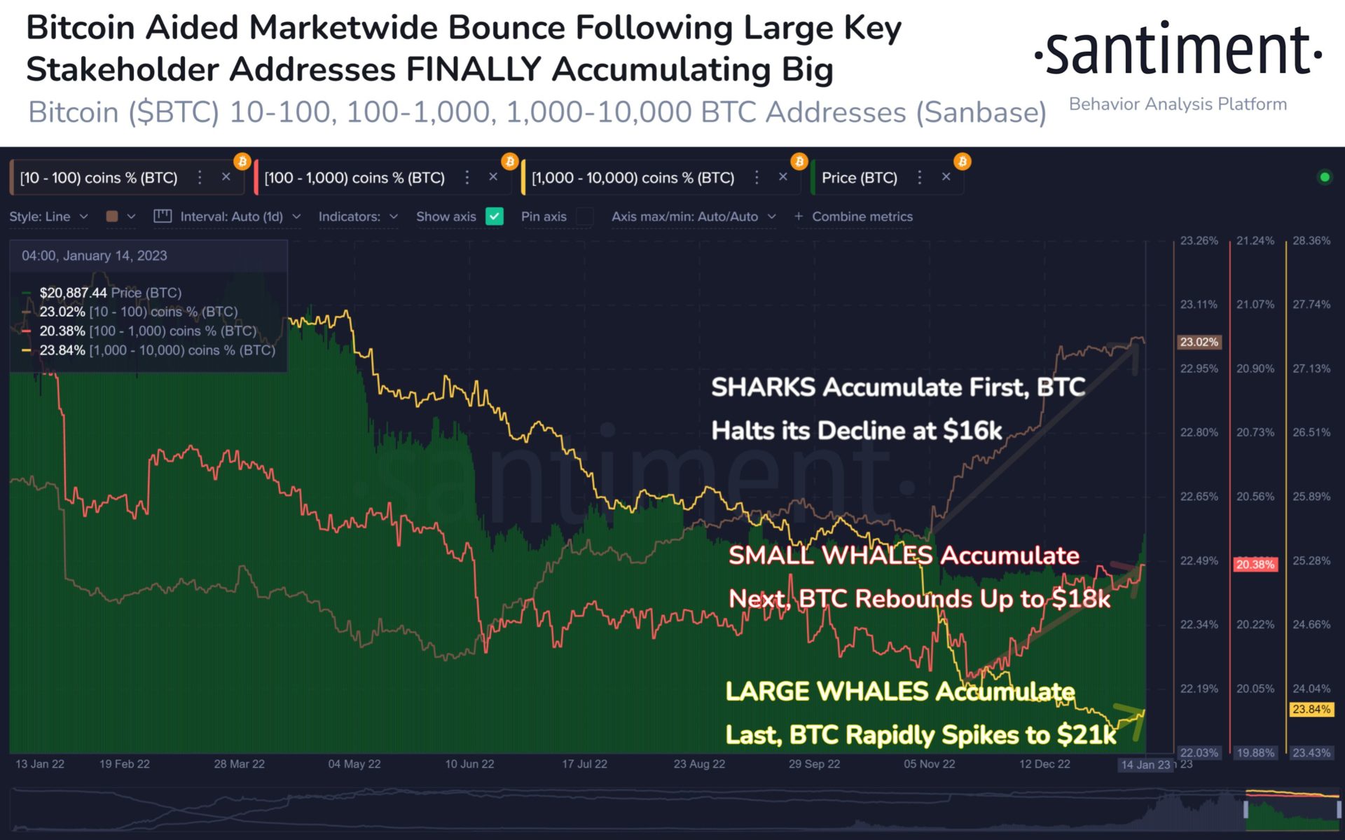 Santiment whales kopen Bitcoin