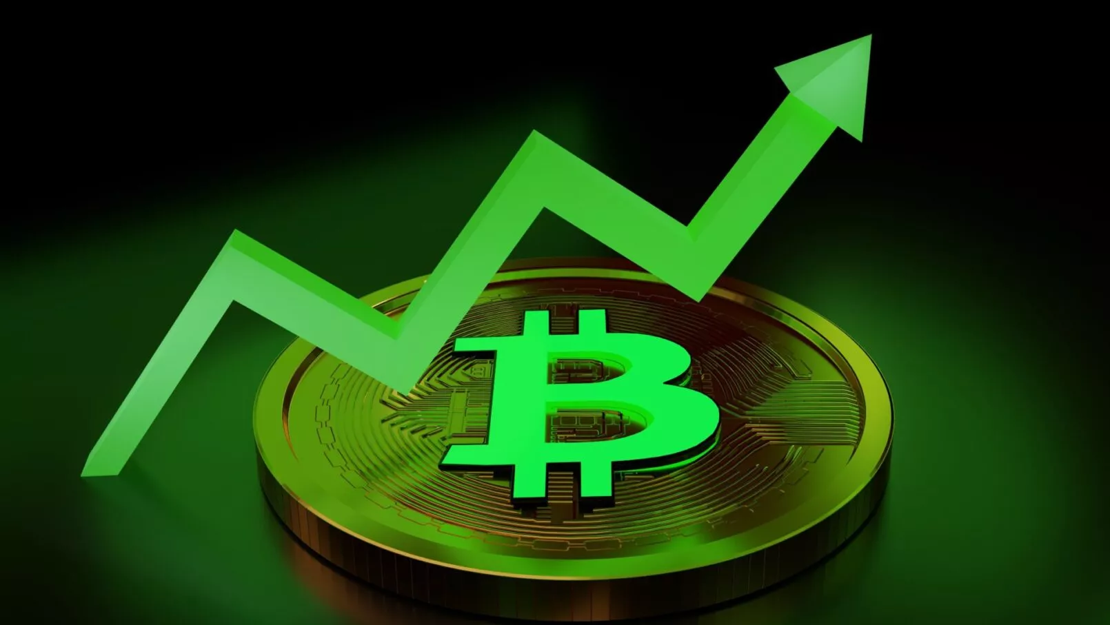 Bitcoin, BTC stijgt, groen