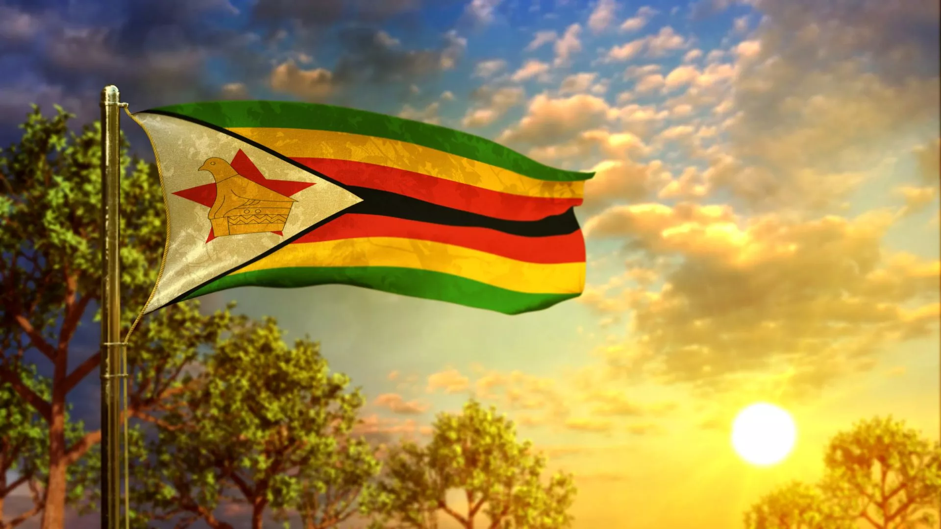 Zimbabwe Waving Vlag
