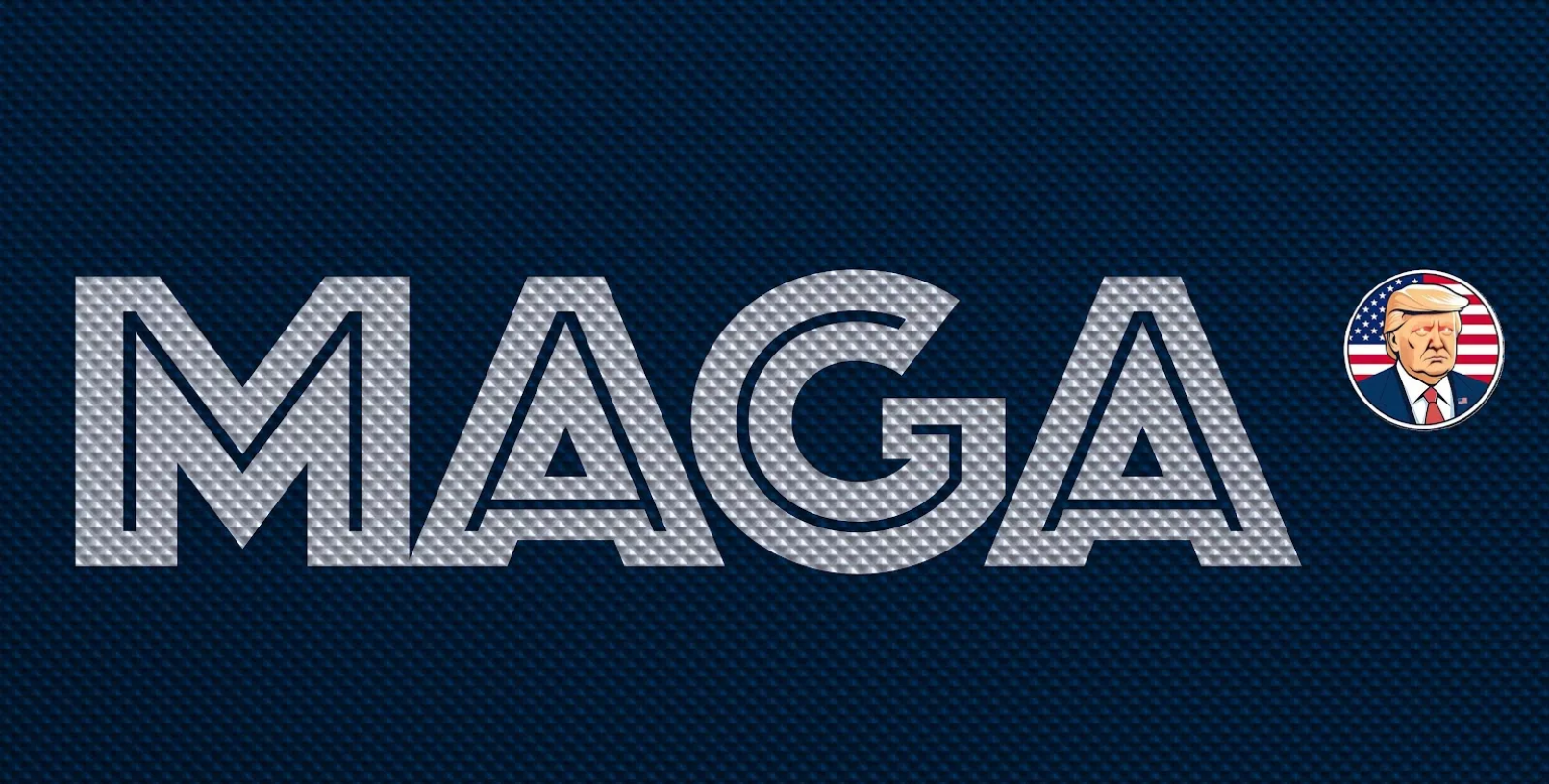Slogan MAGA on a dark molded embossed metal industrial background, iscription