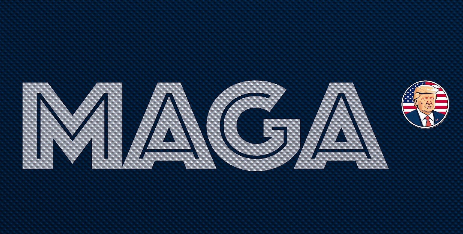 Slogan MAGA on a dark molded embossed metal industrial background, iscription