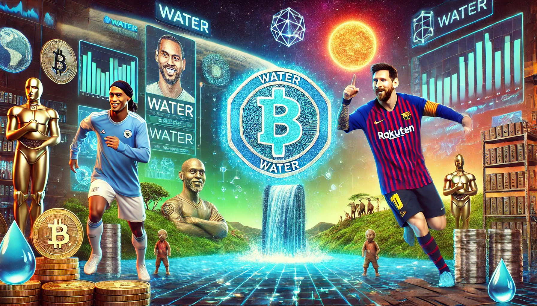 Voetballegendes Ronaldinho en Messi ondersteunen de meme-munt Water