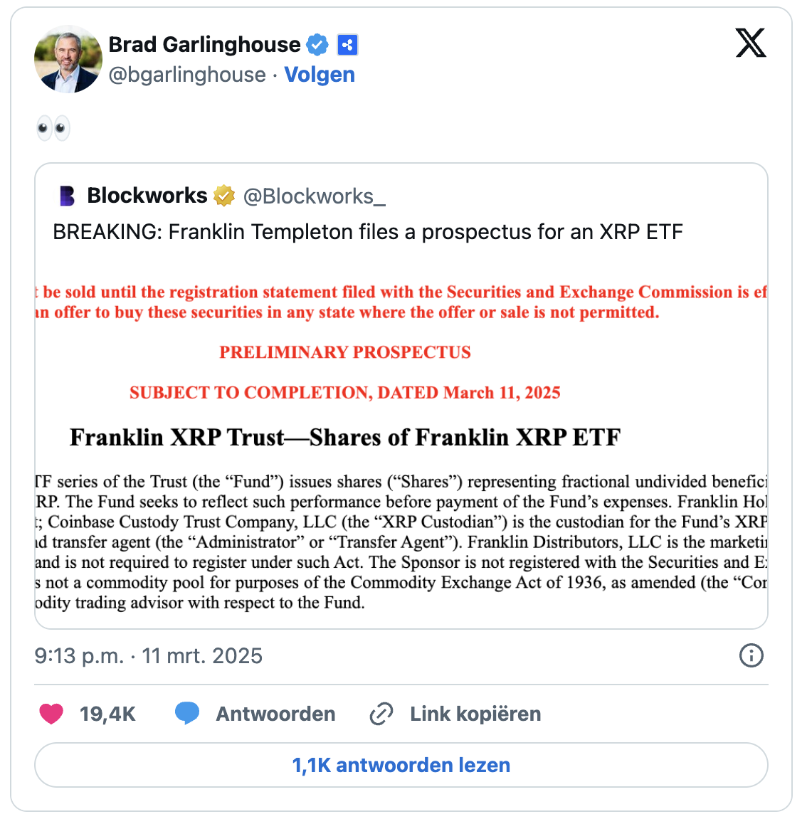 Franklin Templeton mengt zich in de XRP ETF-race met aanvraag bij SEC -  Newsbit