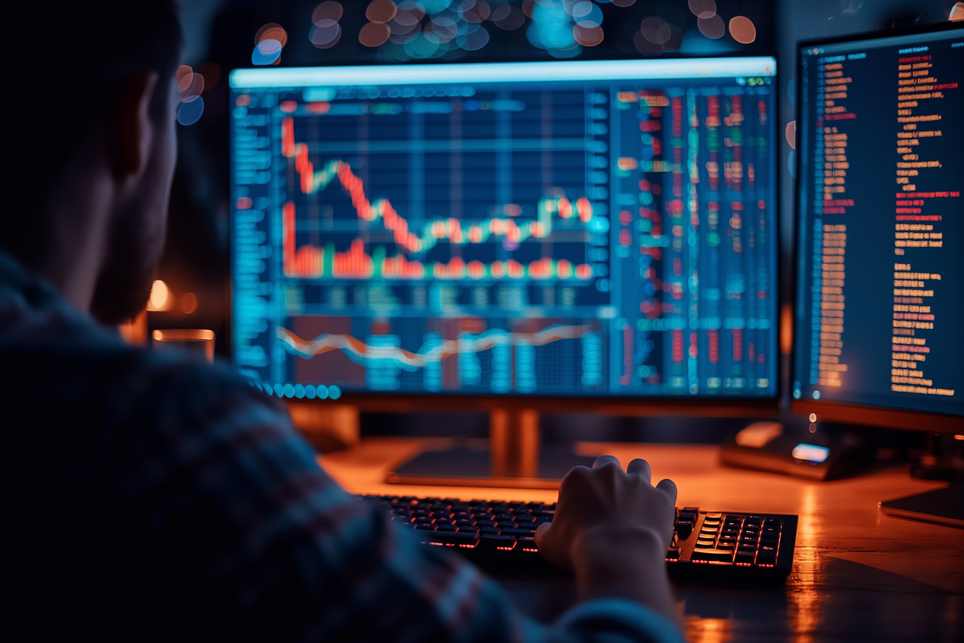 Trader computerscherm grafiek candlesticks