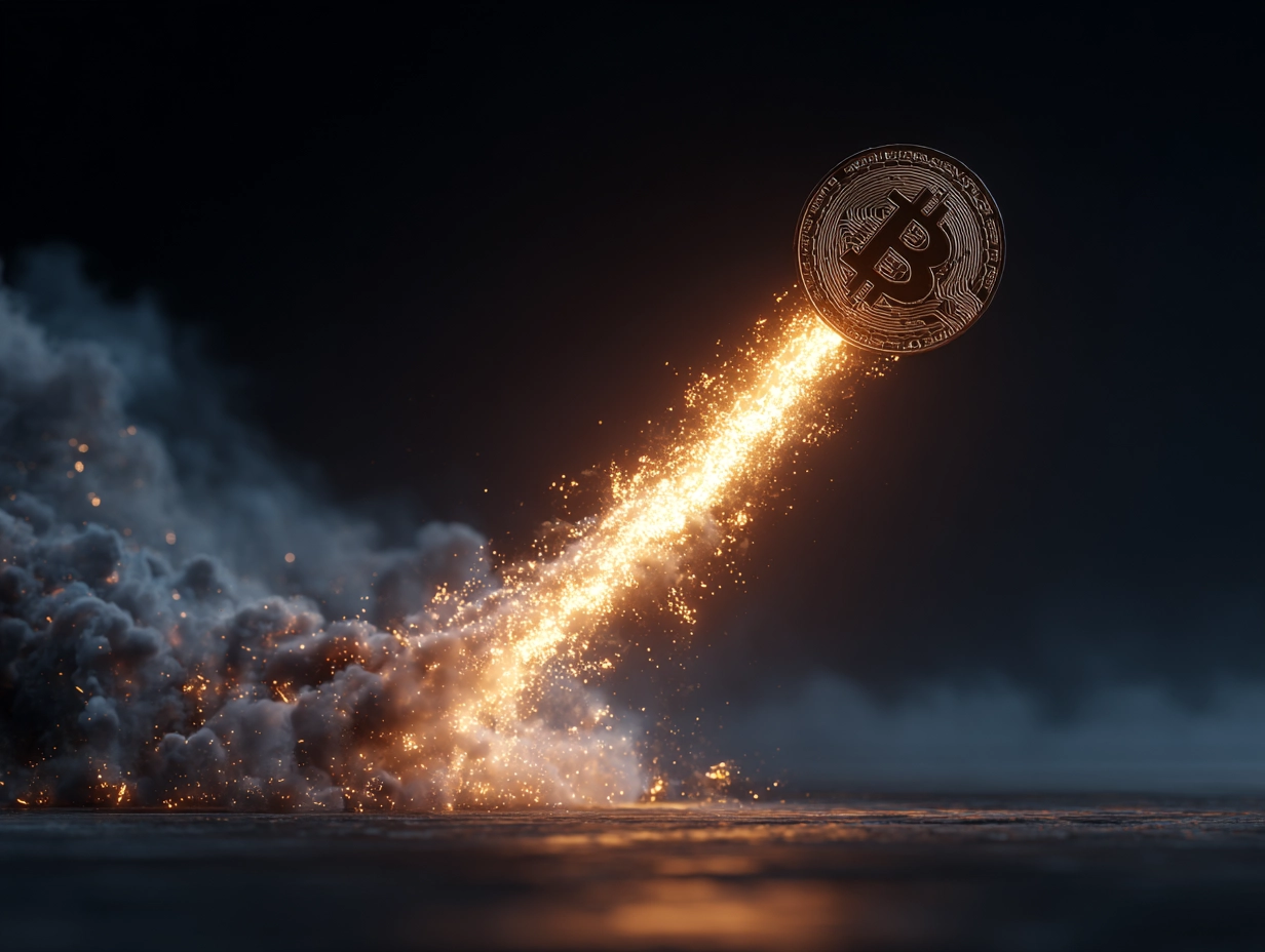 Bitcoin stijging, rocketship, raket