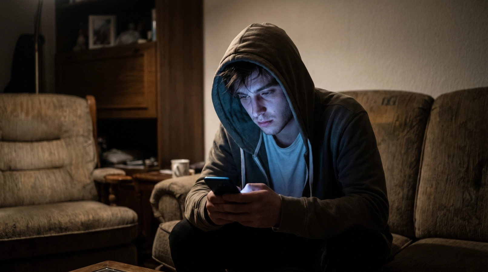 jonge man mobiel
