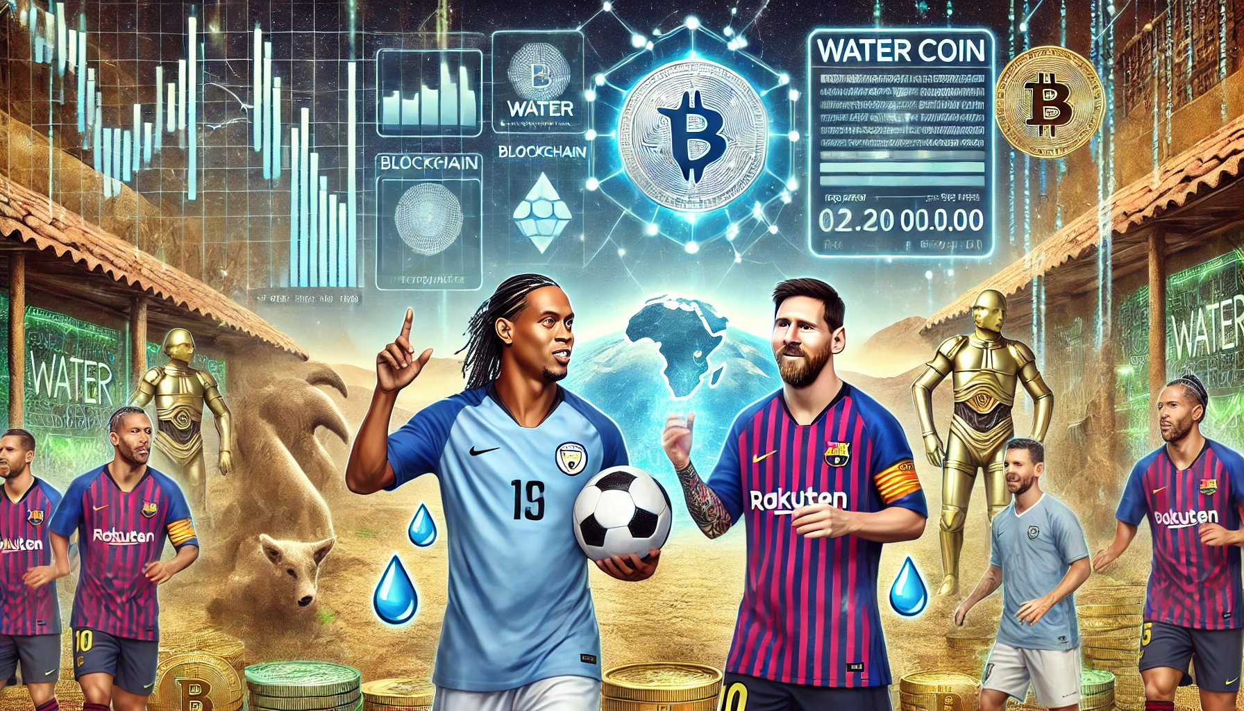 Fußballlegenden Ronaldinho und Messi unterstützen die meme-münze Water