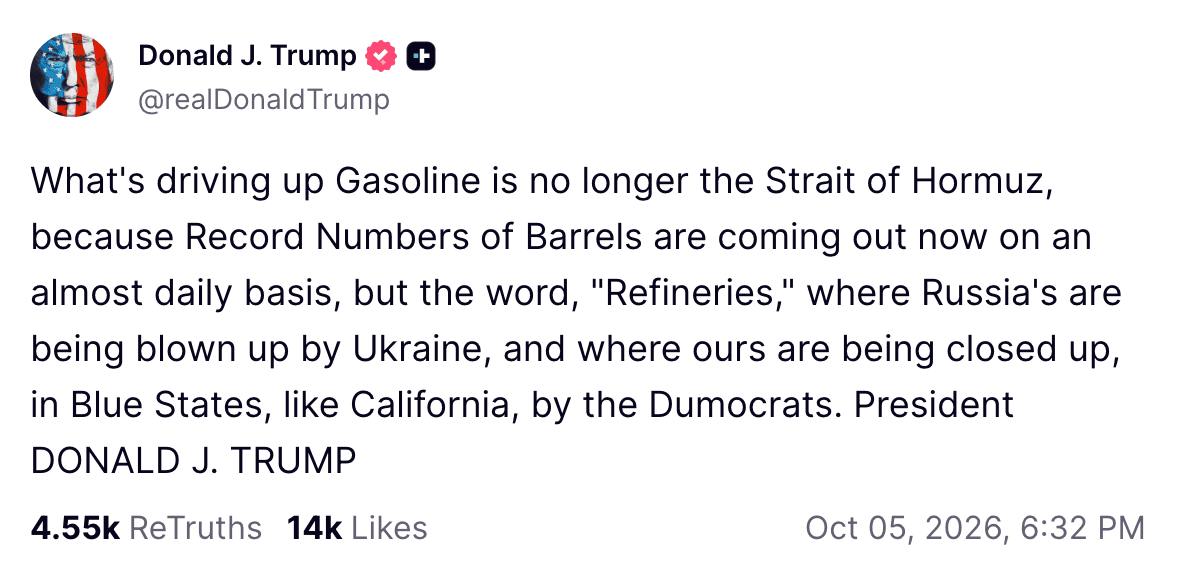 Trump: Öl ist nicht mehr das Problem.