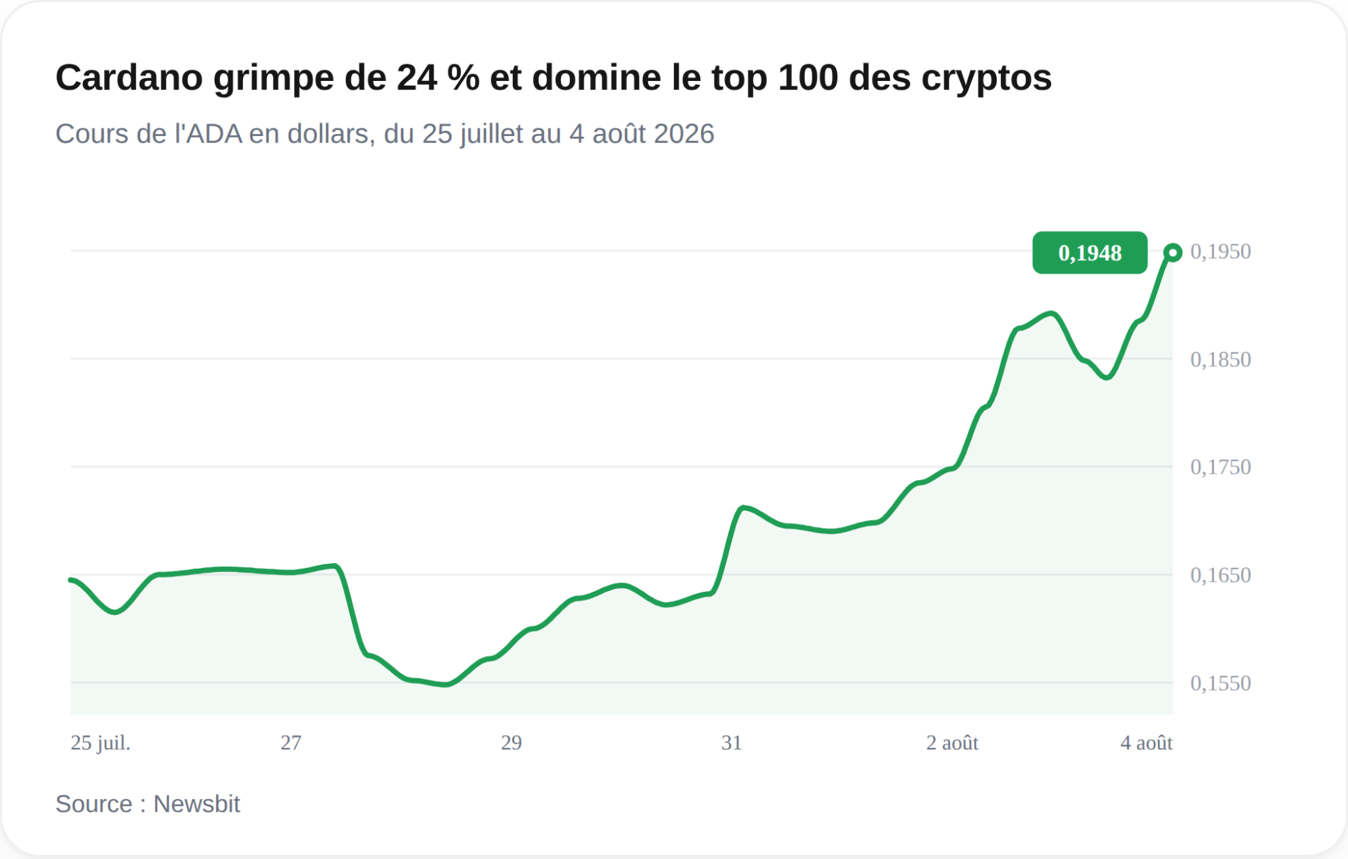 cardano grimpe de 24 %