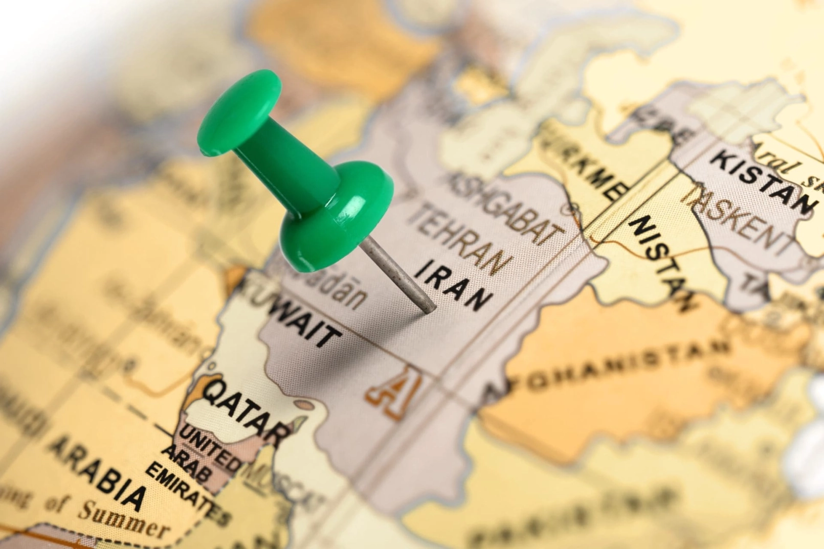 Chinche verde en Irán en un mapa de Oriente Medio