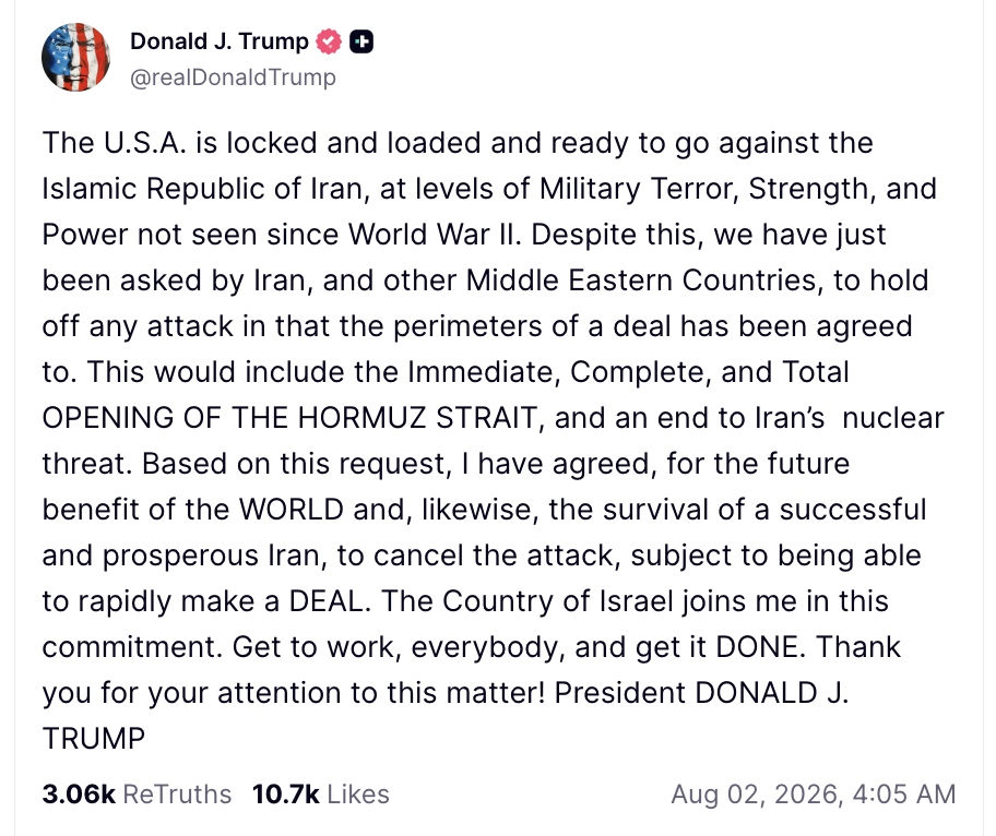 Trump Truth Social 2 aug